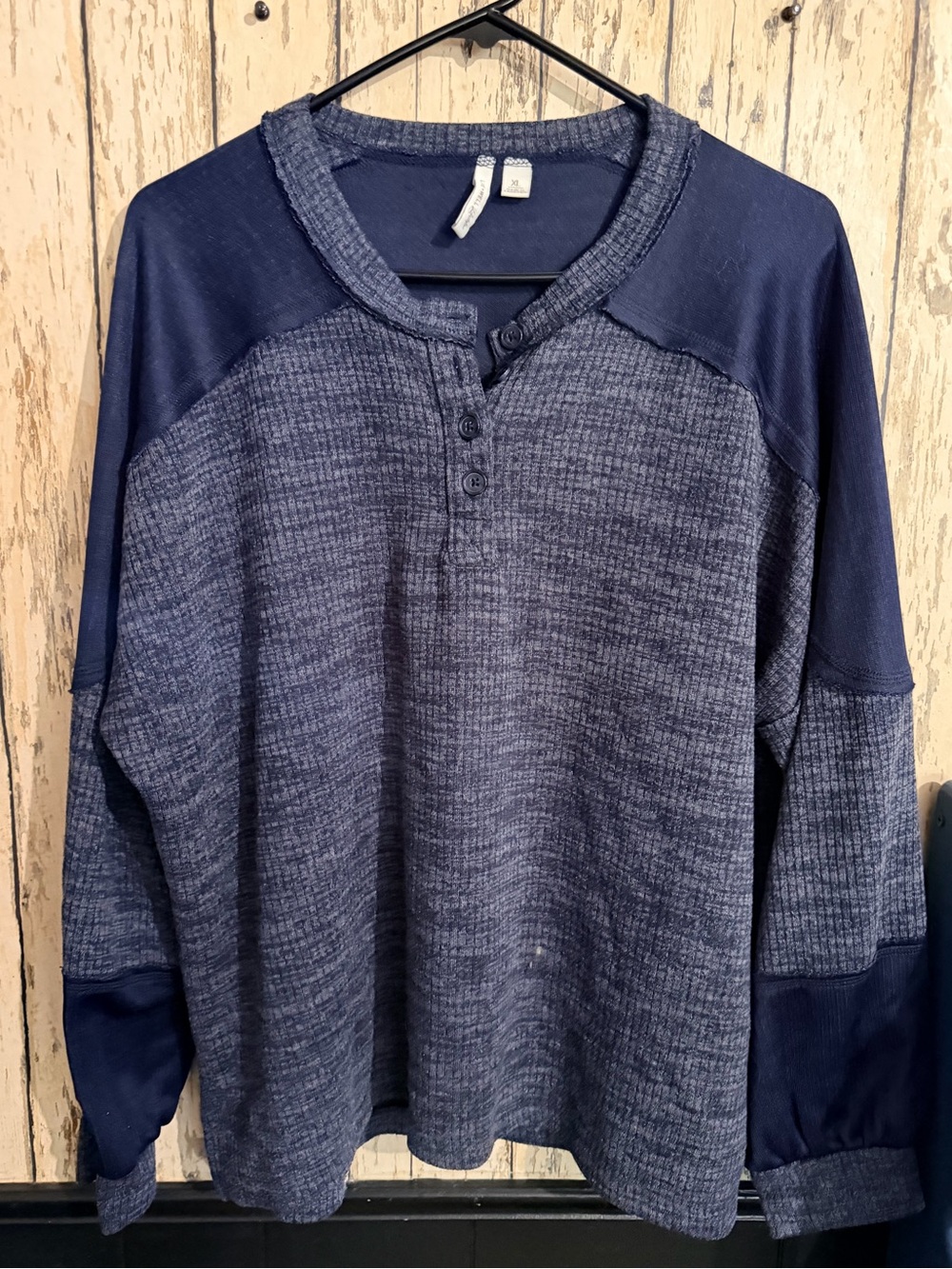 Classic Navy Long-Sleeve Henley Top